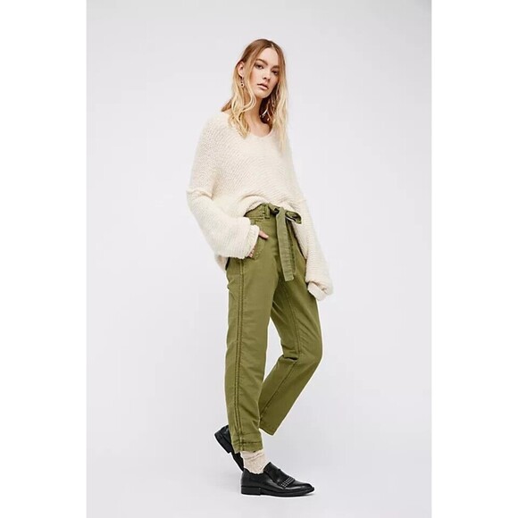 Free People Pants - Free People Sage Green Straight Leg Trousers
